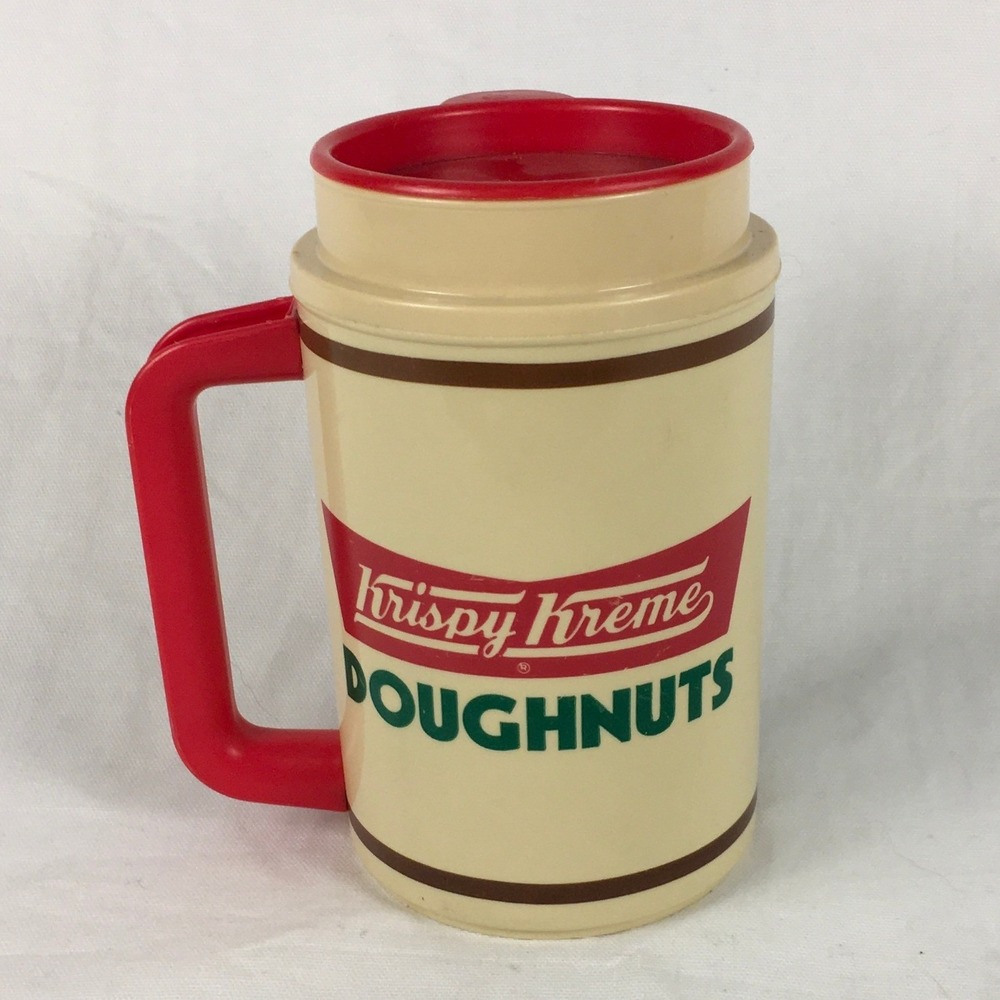 Vintage Krispy Kreme Doughnuts Travel Mug Hot Cold 22oz Whirley USA‎ Made